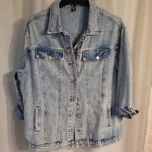 SHEIN Light Wash Denim Jacket in Soft Blue
